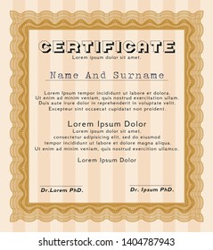 Orange Certificate template. Money Pattern design. Customizable, Easy to edit and change colors. With background. 