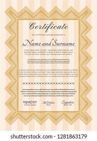 Orange Certificate template. Money style design. Customizable, Easy to edit and change colors. Printer friendly. 