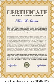 Orange Certificate template. Nice design. Easy to print. Customizable, Easy to edit and change colors. 
