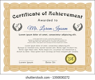 Orange Certificate template. Perfect design. With complex background. Customizable, Easy to edit and change colors. 