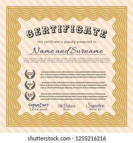 Yellow Certificate Diploma Award Template Modern Stock Vector (Royalty ...