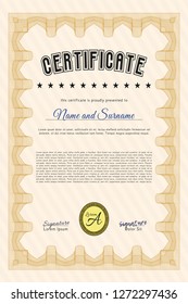 Orange Certificate template. Printer friendly. Money style design. Customizable, Easy to edit and change colors. 