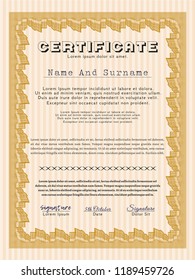 Orange Certificate template. With quality background. Superior design. Vector illustration. 