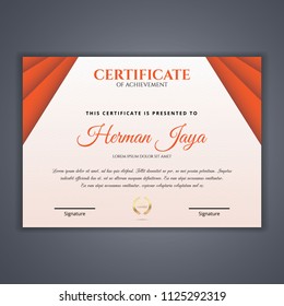Orange Certificate template in vector for achievement, Certificate Design Template in Modern Style - vecto