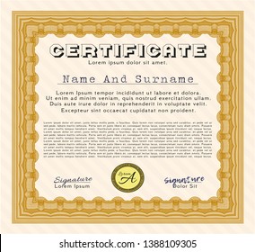 Orange Certificate. Vector illustration. With quality background. Excellent design. 