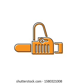 Orange Chainsaw icon isolated on white background.  Vector Illustration