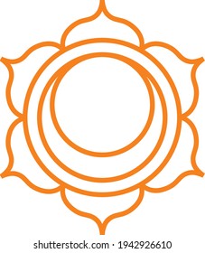 Naranja chakra vectorial Linea arte zen mente Geometría sagrada Equilibrio energético Signo espiritual Yoga símbolo Icono Wellness Segunda chakra Svadhisthana Kundalini terapia Hinduismo Cultura Tantra loto