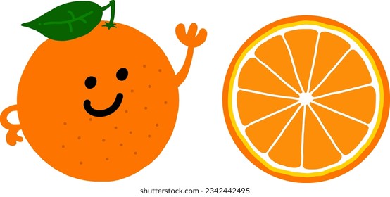 Orange character colored flat illustration. Vector icon.Hands can move.