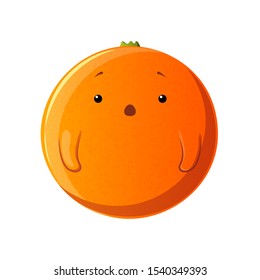 Orange character. Kawaii surprised orange. Vector isolated on white background for animation.