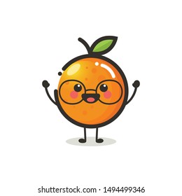 Orange Character Mascot.  Fruit & Vegetable Cute Simple icon Vector