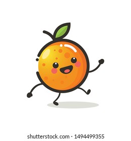 Orange Character Mascot.  Fruit & Vegetable Cute Simple icon Vector