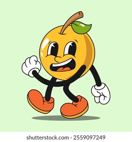 orange character mascot vintage illustration