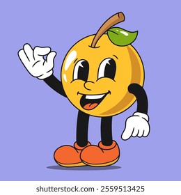 orange character mascot vintage illustration