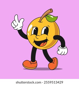 orange character mascot vintage illustration