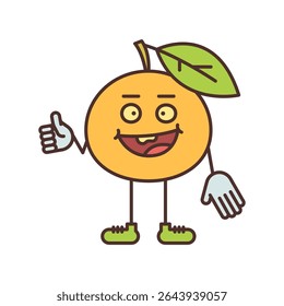 Orange character shows thumbs up and smiling. Vector Illustration