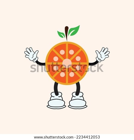 orange character vector logo icon. orange fruit character graphic vector, in a simple elegant flat illustration style. great for characters, food, nature, etc.