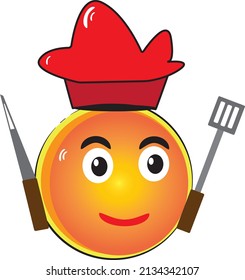orange characters as chefs with red hats.
