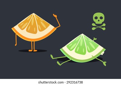 Orange characters: Rotten fruit