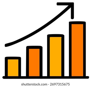 Orange chart illustrating market progress and business performance