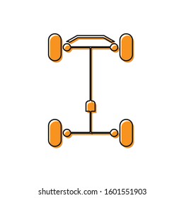 Orange Chassis car icon isolated on white background.  Vector Illustration