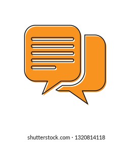 Orange Chat icon isolated on white background. Speech bubbles symbol. Vector Illustration