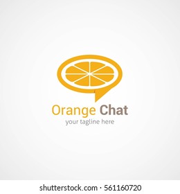Orange Chat Logo Design Vector. Flat Style Design