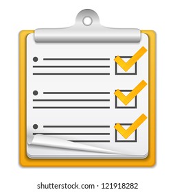 Orange check list icon, vector eps10 illustration