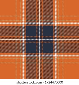 Orange check plaid seamless pattern. Vector illustration.