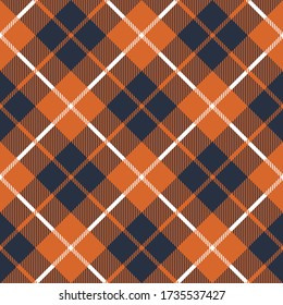 Orange check plaid seamless pattern. Vector illustration.
