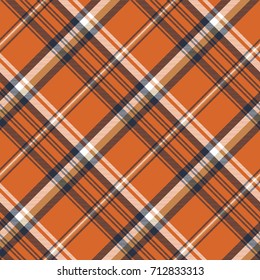 Orange check plaid seamless pattern. Vector illustration.