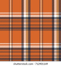 Orange check plaid seamless pattern. Vector illustration.