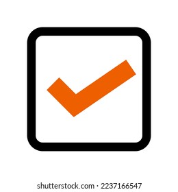 Icono de la casilla de verificación Naranja. Marcar. Vector.