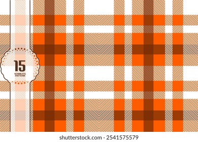 Orange checkered pattern,plaid pichnic blanket seamless pattern,flannel motif design