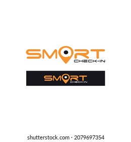Orange check-in logotype symbol that can be customized so you can add your Company or brand name, slogan, or any other message that you want to include with this creative and beautiful icon.