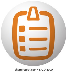 Orange Checklist icon on sphere isolated on white background