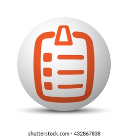 Orange Checklist icon on white ball