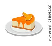 orange cheesecake illustration, a piece of cake drawing, vector