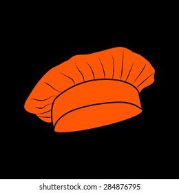 Orange Chef and cook hats set isolated  on a black background