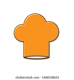 Orange Chef hat icon isolated on white background. Cooking symbol. Cooks hat.  Vector Illustration