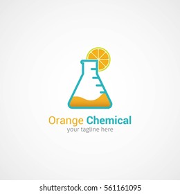 Orange Chemical Logo Design Vector. Flat Style Design
