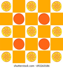 Orange with chessboard isolated on white background. Vector illustration.
