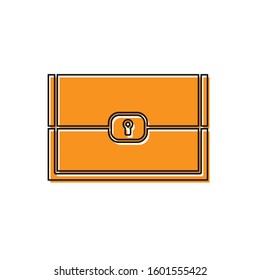 Orange Chest for game icon isolated on white background.  Vector Illustration
