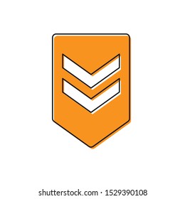Orange Chevron icon isolated on white background. Military badge sign.  Vector Illustration