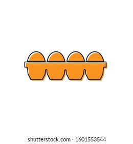 Orange Chicken egg in box icon isolated on white background.  Vector Illustration