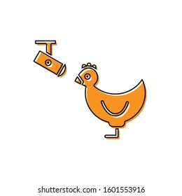 Orange Chicken farm and wireless Controlling CCTV security camera icon isolated on white background.  Vector Illustration