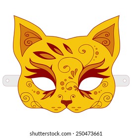 Orange children's mask cat. Vector version