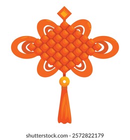 Orange chinese knot with tassel, symbolizing luck and prosperity