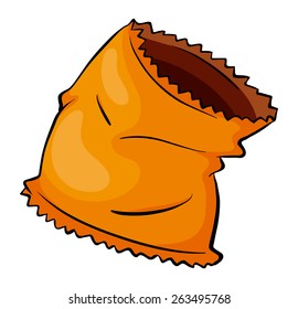 Orange chips container on a white background