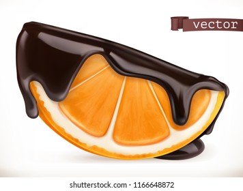 Orange in chocolate. 3d realistic vector icon