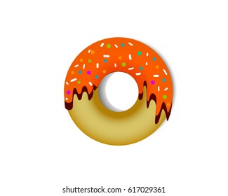 Orange chocolate donut cake vector illustrator